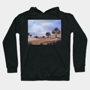 watercolour autumn landscape park trees and blue skies Hoodie